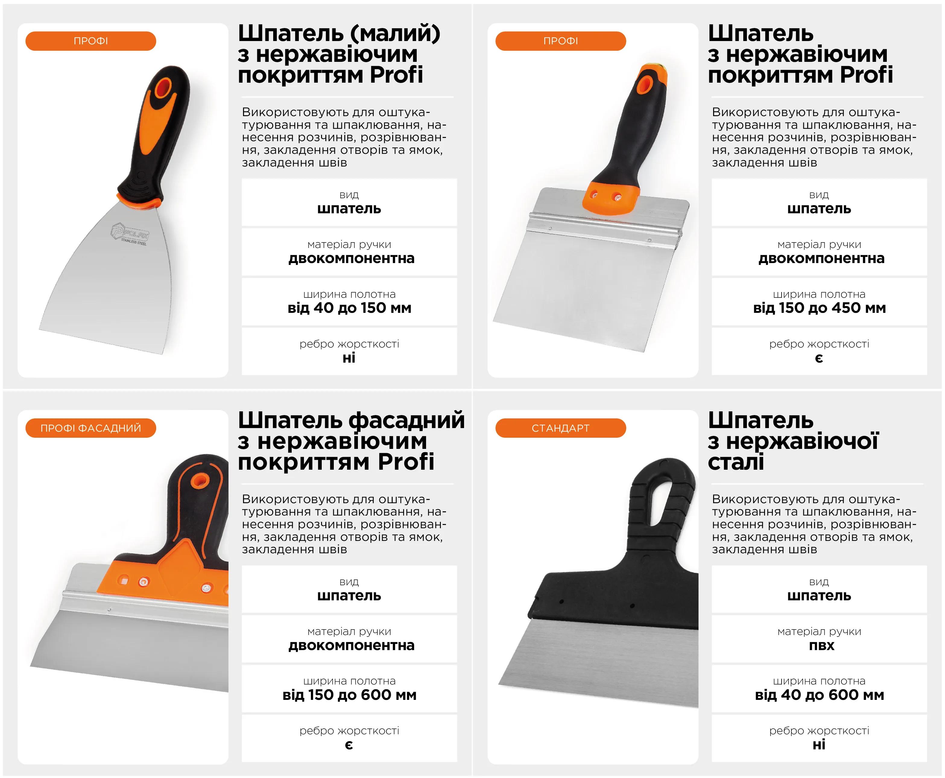 Шпатель Polax из нержавеющей стали для шпаклевки 60 мм (111-048) - 237505