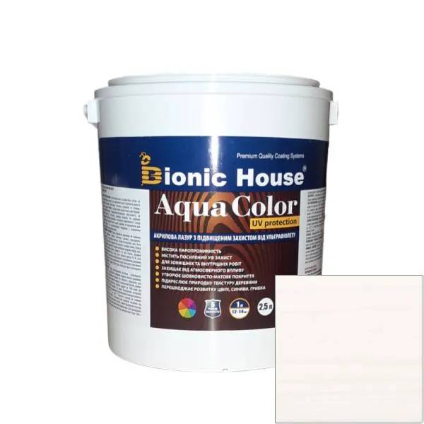 AQUA COLOR UV protect БІЛА Сонцезахисна напівпрозора фарба-лазур для дерева на водній основі 2,5л. - 237691