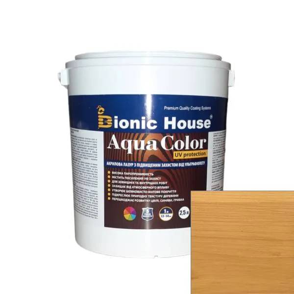 AQUA COLOR UV protect ДУБ Сонцезахисна напівпрозора фарба-лазур для дерева на водній основі 2,5л. - 237932