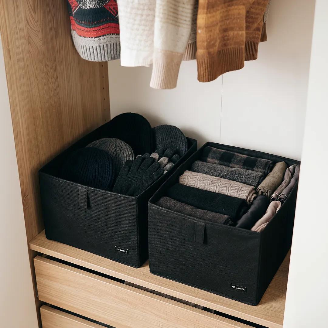 Набор коробов ORGANIZE 2 шт для хранения игруше и одежды L — 30*30*20 см (черный) - 241091
