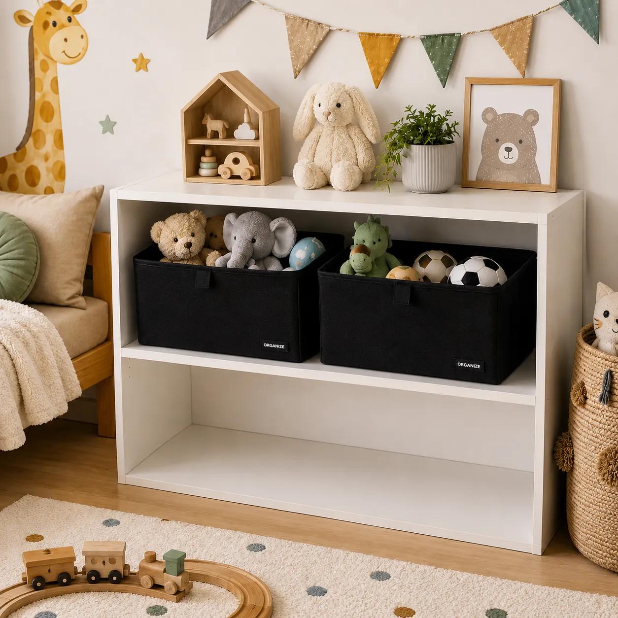 Набор коробов ORGANIZE 2 шт для хранения игруше и одежды L — 30*30*20 см (черный) - 241093