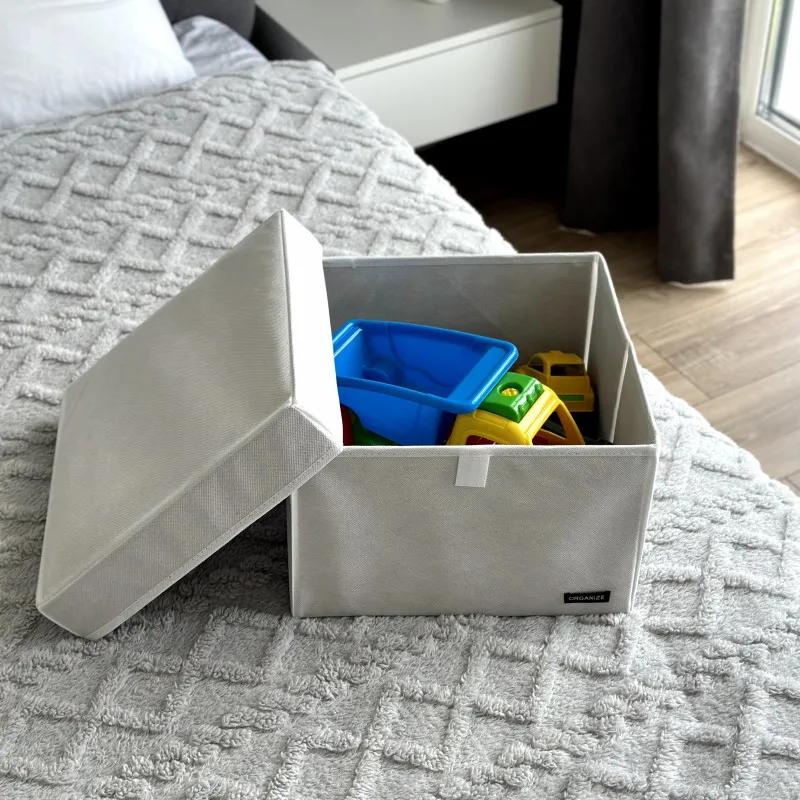 Короб ORGANIZE для игрушек и настольных игр L с крышкой - 30*30*20 см (белый) - 241096