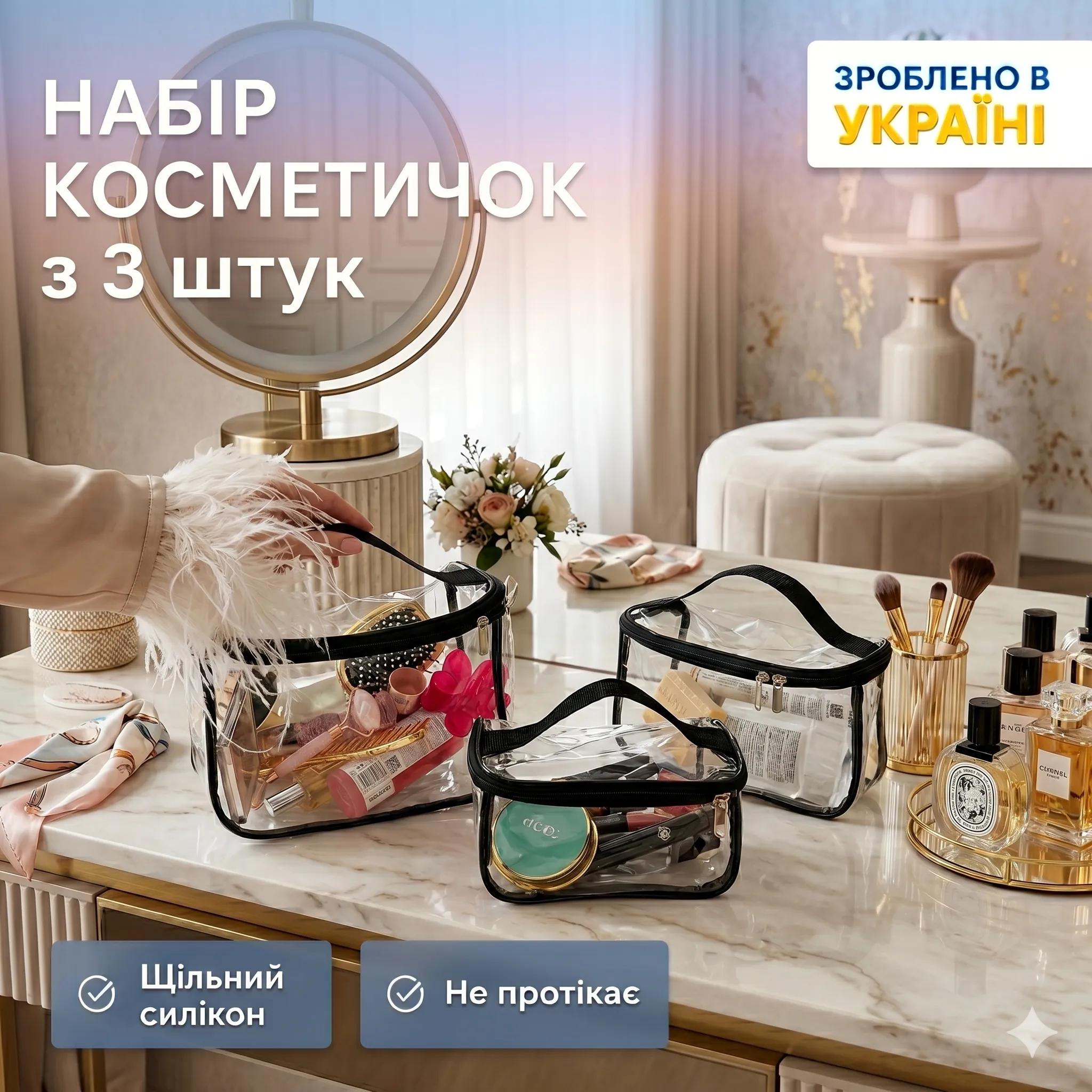Набор ORGANIZE из трёх косметичек-чемоданчиков (черный) - 246943