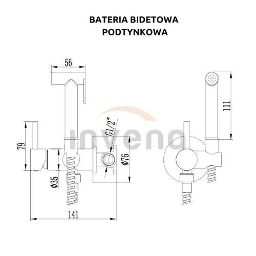 Змішувач гігієнічний для біде прихованого монтажу Invena BP-00-B09, золотий - 249065