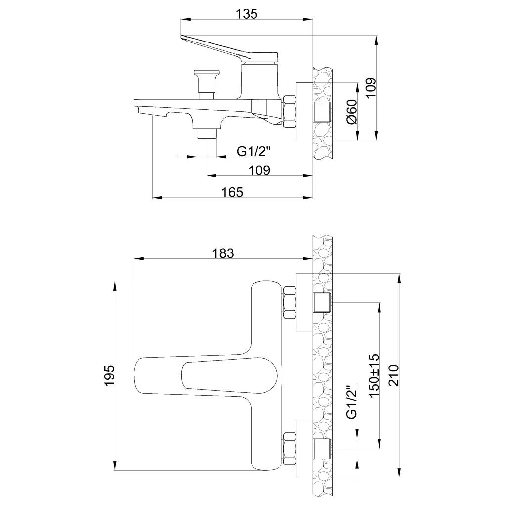 Змішувач для ванни ALONIA INVENA матове золото BW-70-009 - 249119