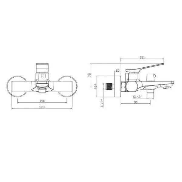 Змішувач для ванни Invena Neri BW-01-004 чорний - 249147