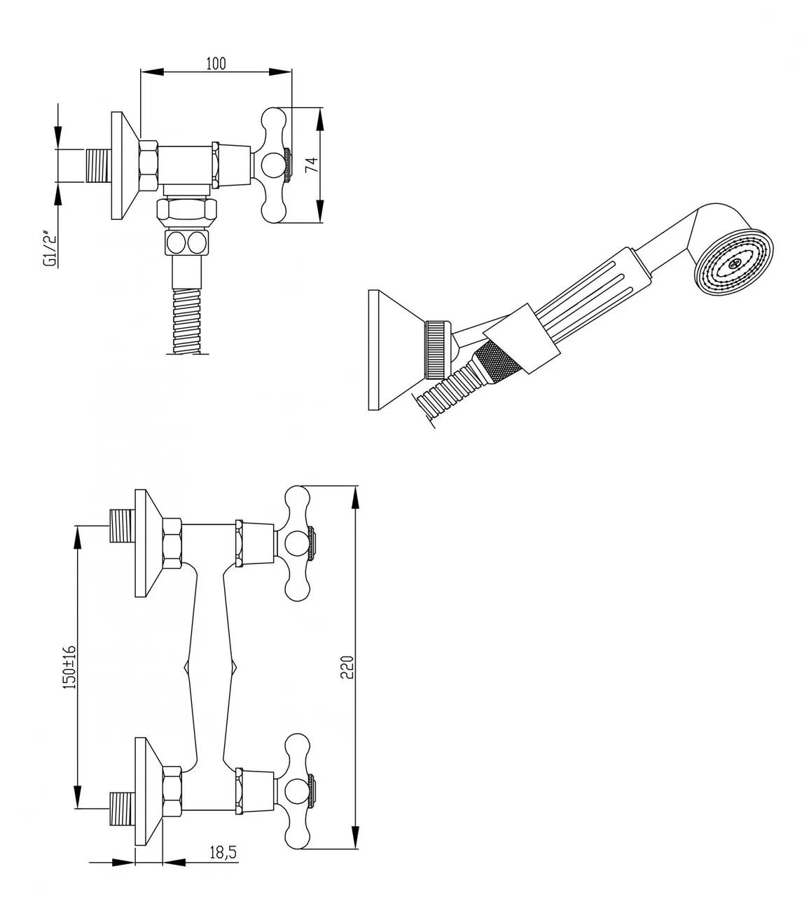 Змішувач для душу Invena Roma BN-21-00S - 249212
