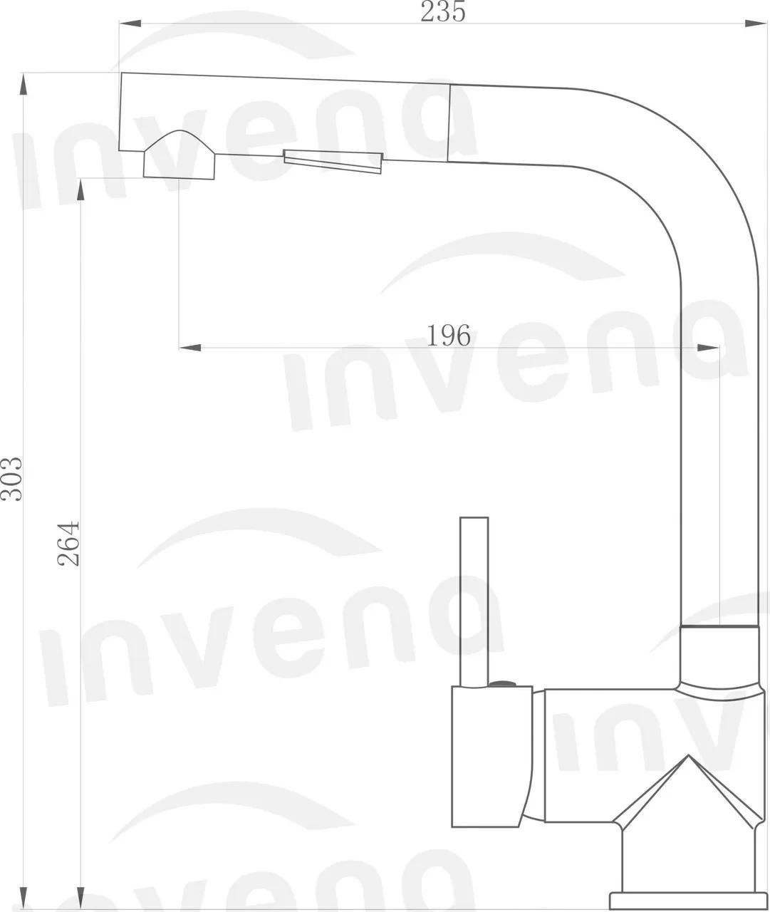 Змішувач для кухні з витяжним виливом Invena Patras BZ-43-W01 - 249259