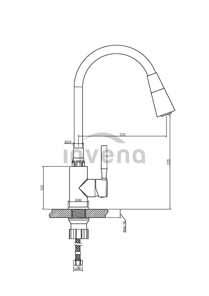Смеситель для кухни с гнучким виливом, Invena Pogo, бежевий, BZ-80-L03 - 888054715