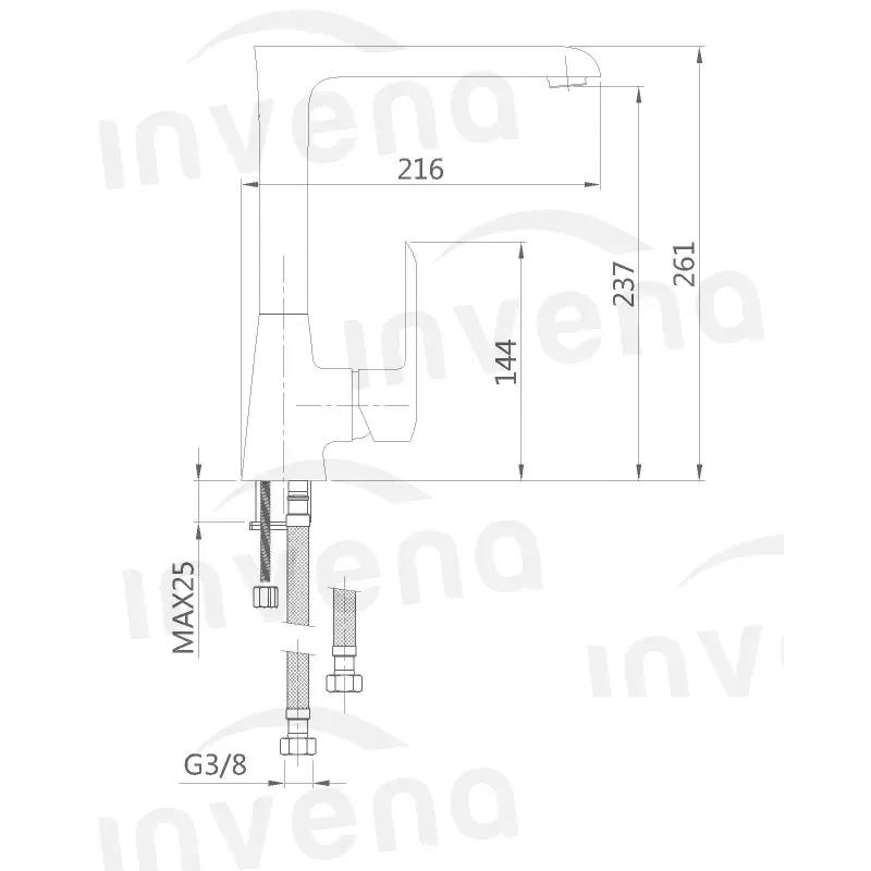 Змішувач для кухні, хромований,Siros, BZ-90-L01 - 249385