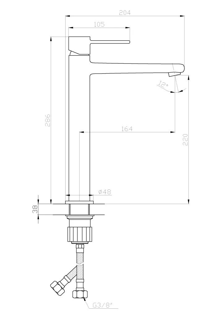 Змішувач для раковини високий Invena Glamour BU-02-W04 чорний - 249417