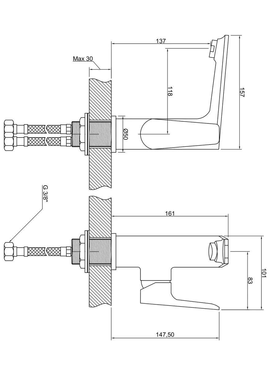 Змішувач для умивальника Dokos, хром, BU-19-0B1 - 249518