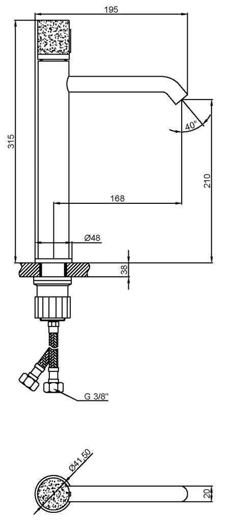 Змішувач для умивальника STONE PLUS хром високий BU-P3-W01 - 249541