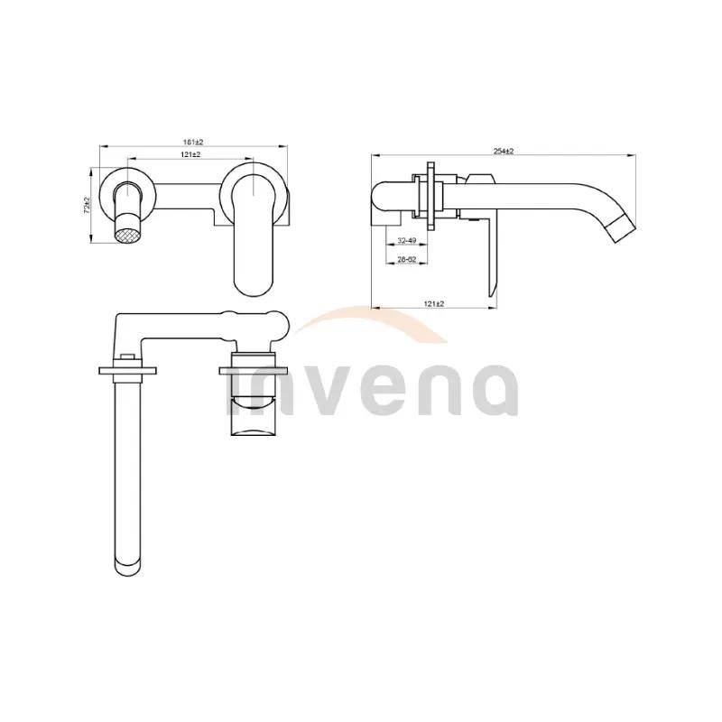 Смеситель скрытого монтажа для умывальника, SIROS, BP-90-U01 - 249576