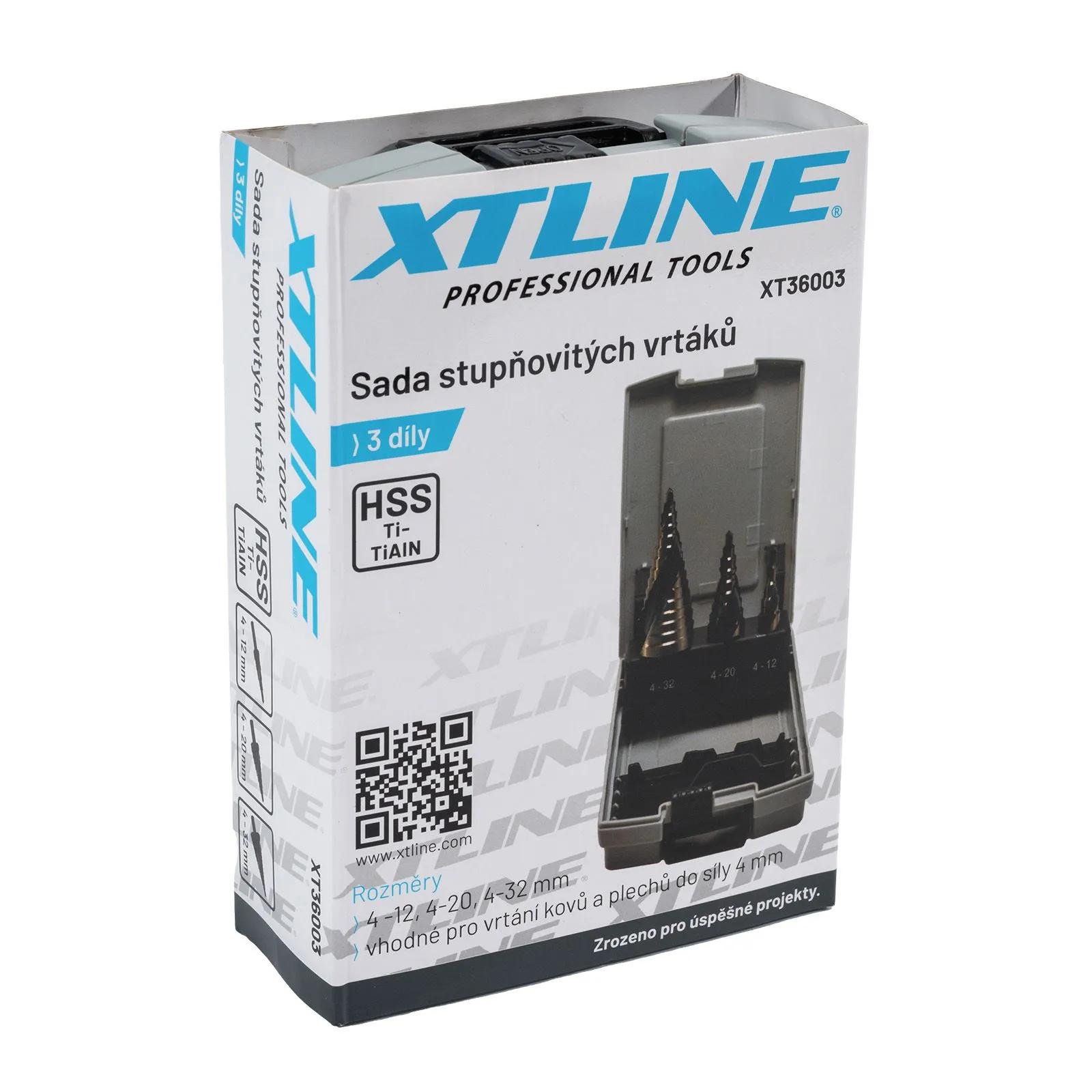 Набор ступенчатых сверл HSS TiN-TiAIN 4–32 мм (3 шт.), XTLine - 249687
