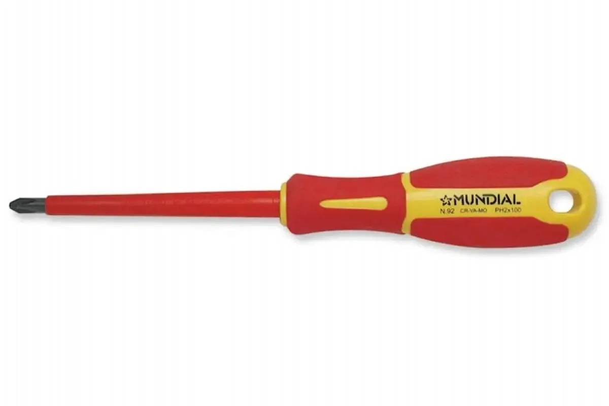 Диэлектрическая отвертка PH2 x 100 мм, VDE, Slim, Mundial - 250061