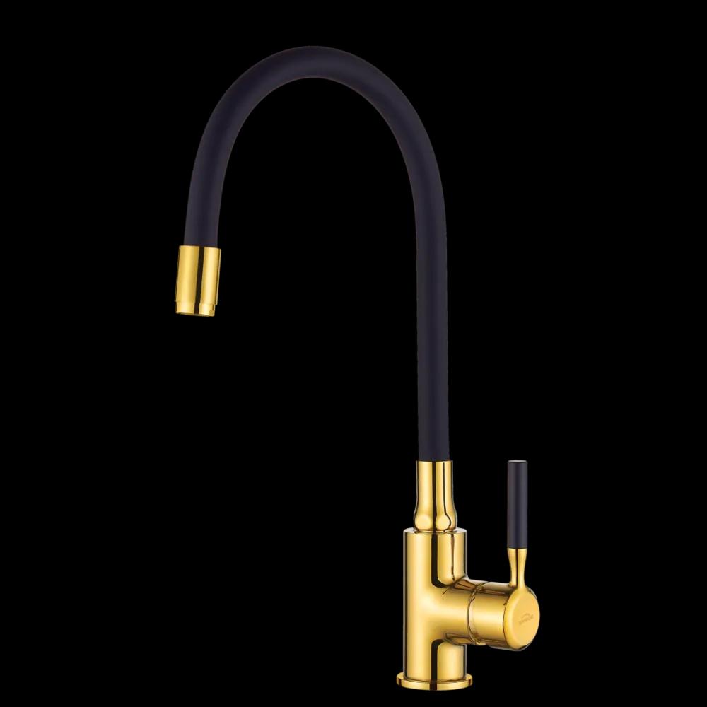 Змішувач для кухні з гнучким виливом, Invena Glamour Gold, золотий, BZ-02-L17 - 250118