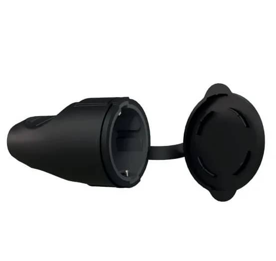 Гніздо з кришкою з/заземл. штепсельне каучук чорне 16А (Neomax) - 250349