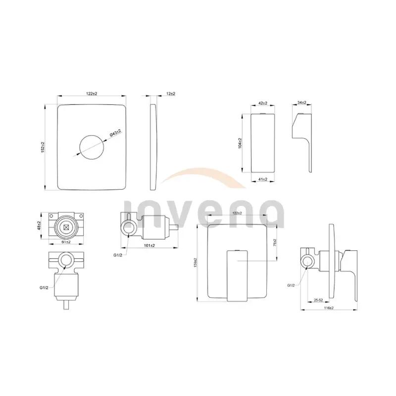 Змішувач прихованого монтажу 1-функц. NYKS, BP-28-001 - 250407