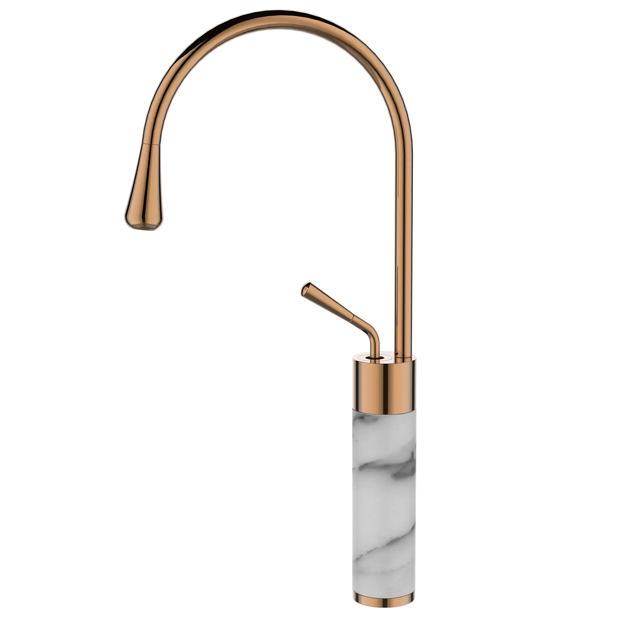Змішувач для умивальника високий Invena STONE білий/мідь BU-03-W18 - 250422
