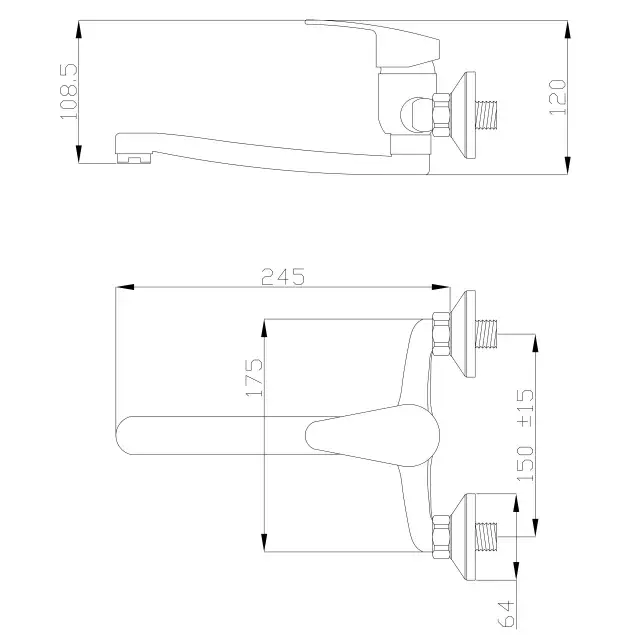 Змішувач для раковини і кухонної мийки Invena AVA NEW BC-06-001 (носик 20см) - 250437