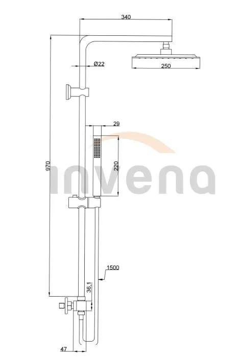 Душова система з термостатичним змішувачем Invena Svart, хром, AU-85-001 - 251742