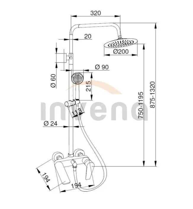Душевая система со смесителем для ванны Invena Dokos AU-19-B01 - 251798