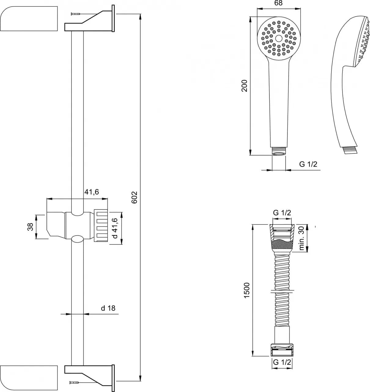 Душевой набор Invena Ava New AU-56-001 - 144068975