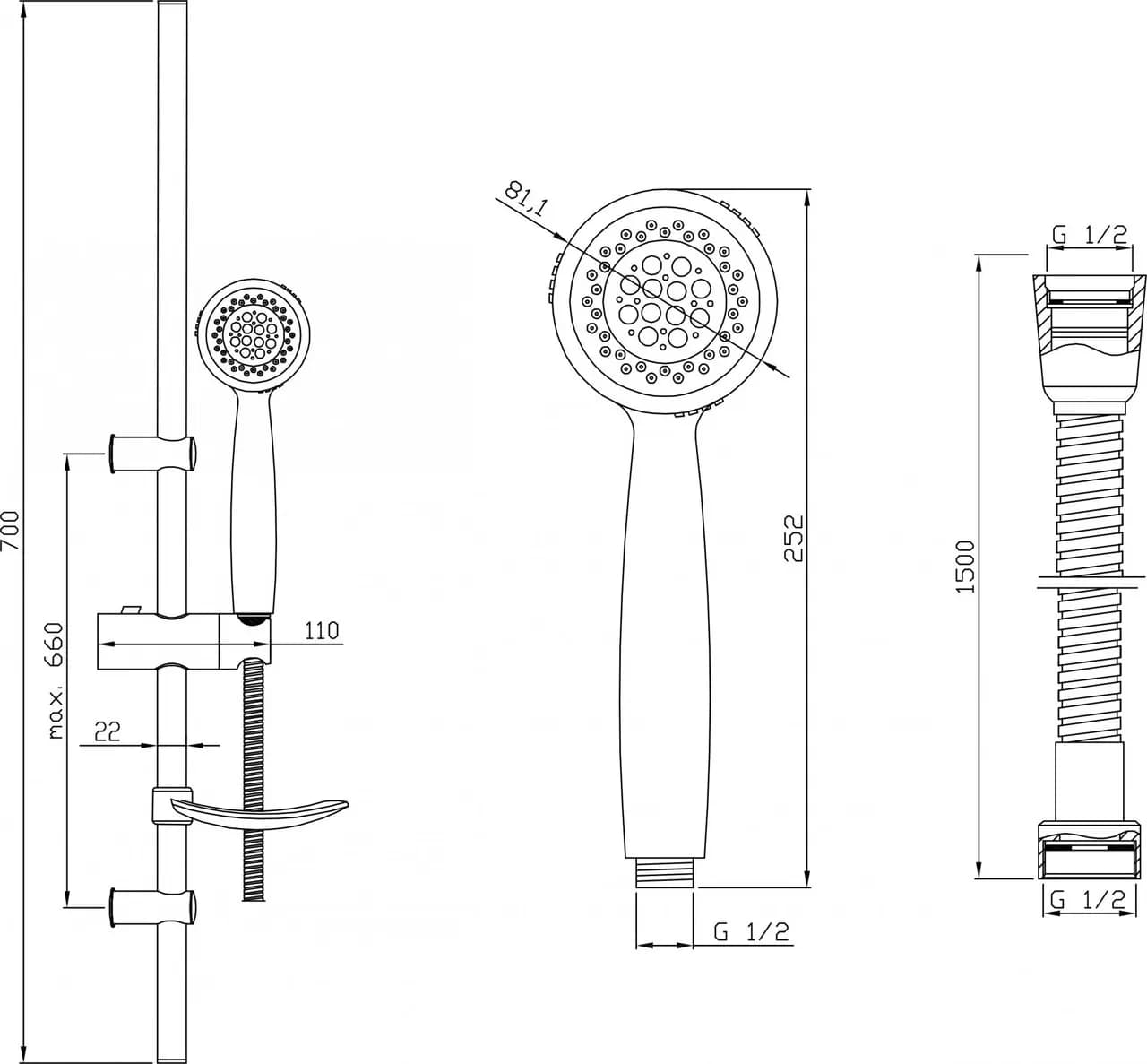 Душовий набір Invena Siros AU-80-001 - 293578807