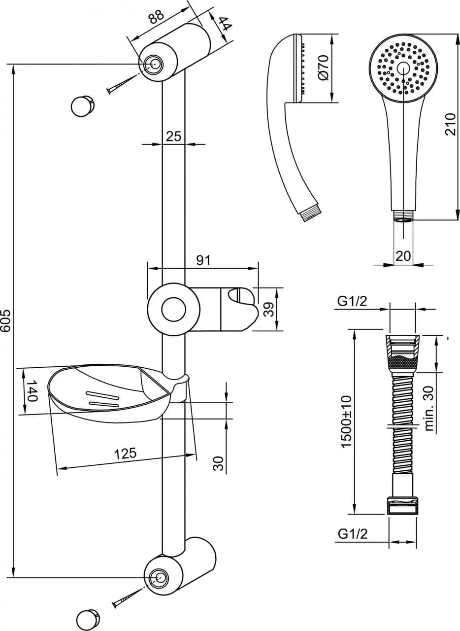 Душевой набор Invena Tetis AU-44-001 - 581026503