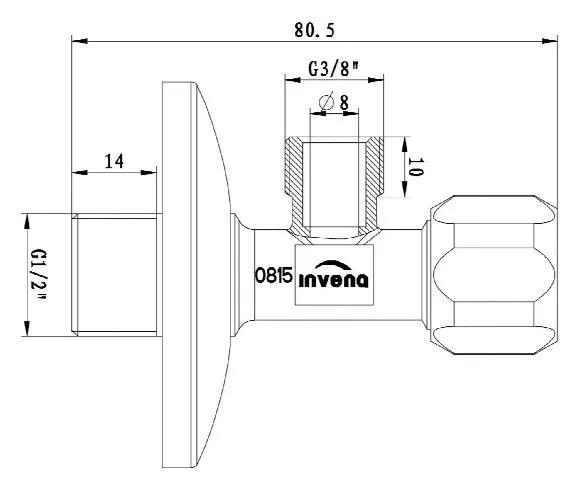 Кран кутовий, 3/4, Invena ZW-52-020 відсікаючий - 252207