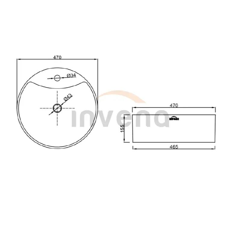 Раковина накладна, біла, кругла 47 см, Rondi, CE-21-001 - 252391