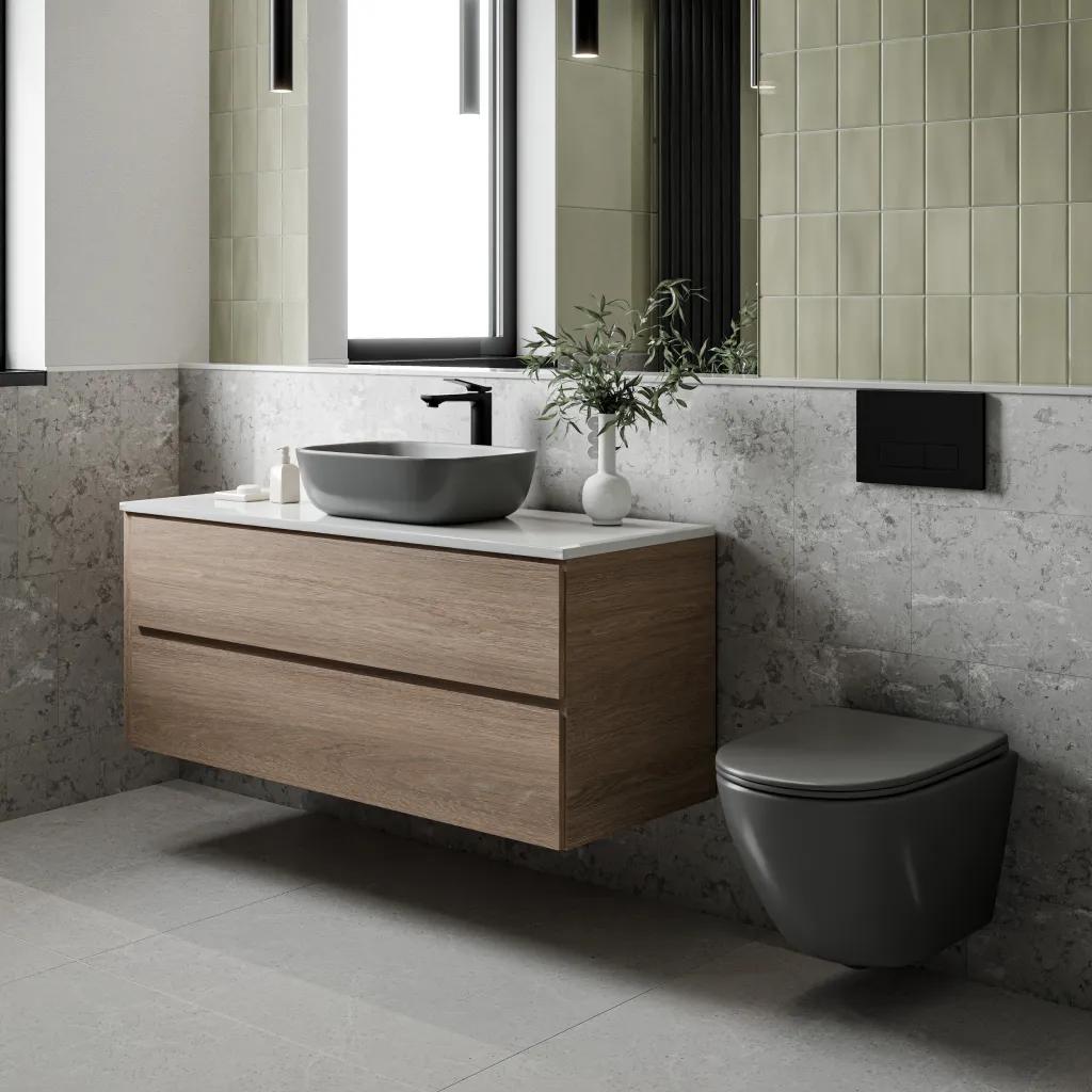 Раковина Invena Vitoria 45,5 см, прямокутна, сіра матова - 252476