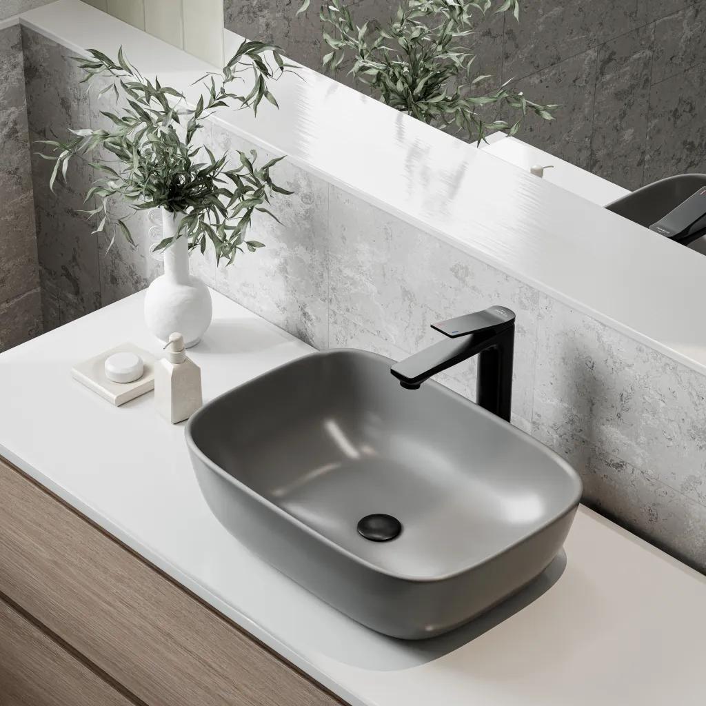 Раковина Invena Vitoria 45,5 см, прямокутна, сіра матова - 252477