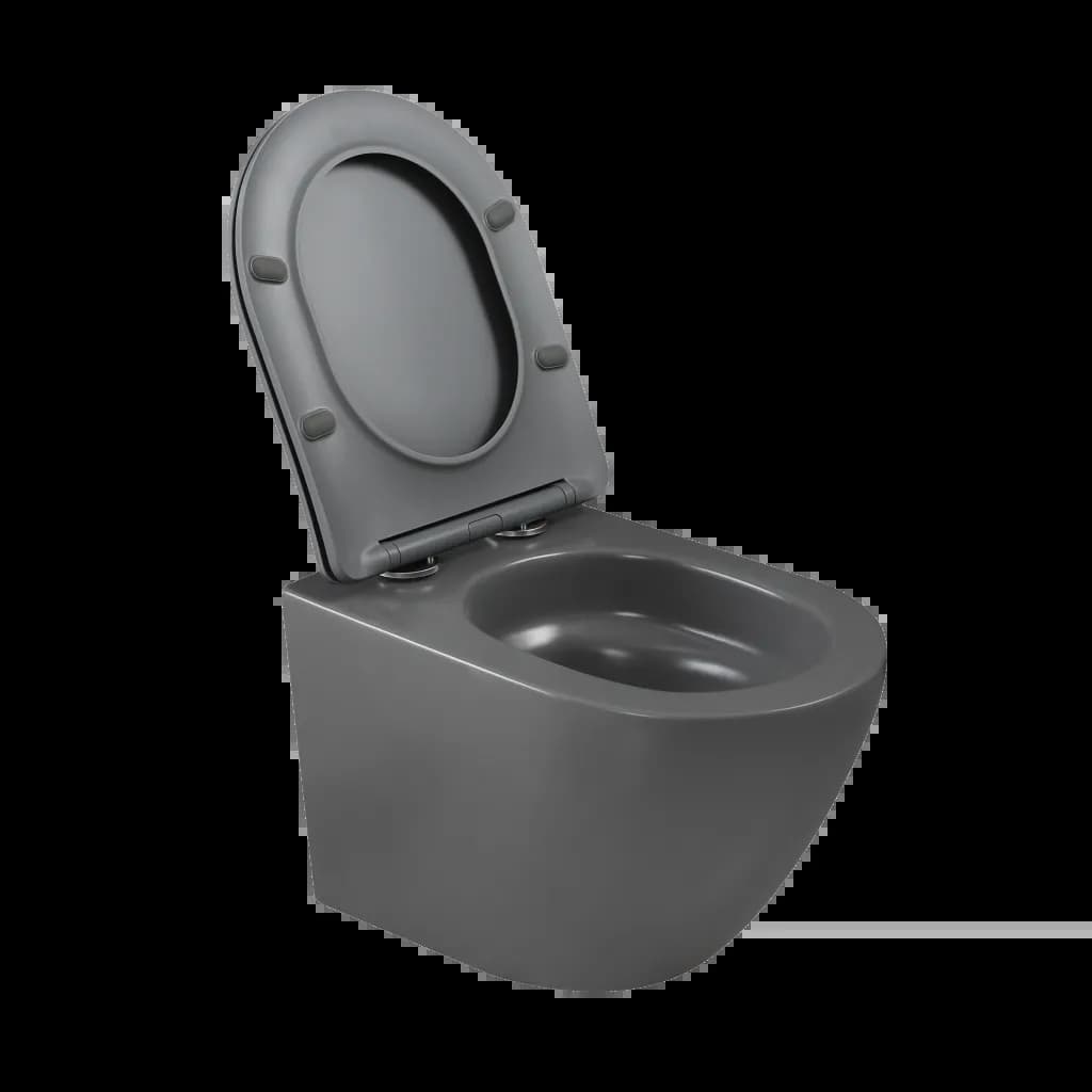 Унітаз підвісний Invena Tavro безобідковий (Rimless) з сидінням Soft-Close, сірий матовий - 103068509