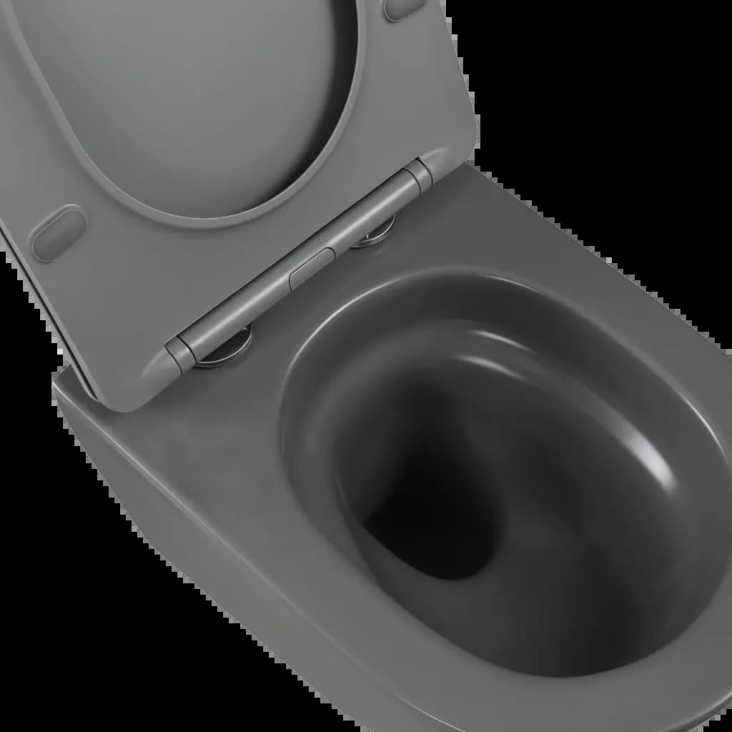 Унітаз підвісний Invena Tavro безобідковий (Rimless) з сидінням Soft-Close, сірий матовий - 103068509