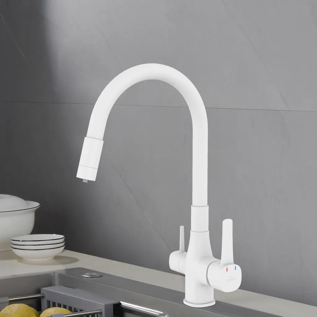 Смеситель кухонный с фильтром белый GLAMOUR BZ-02-F02 - 253448