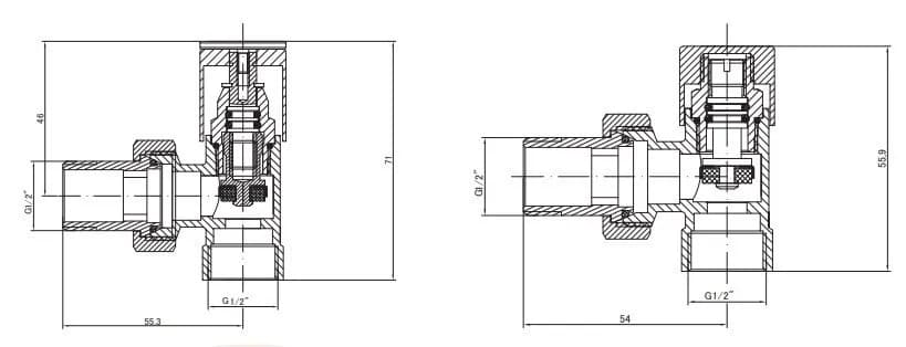 Комплект радіаторних кранів, чорний, INVЕNA, CZ-33-K15 - 705954665