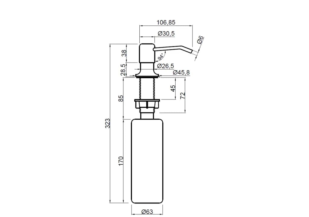Дозатор до кухонної мийки, чорний, Invena AA-22-004 - 726585176