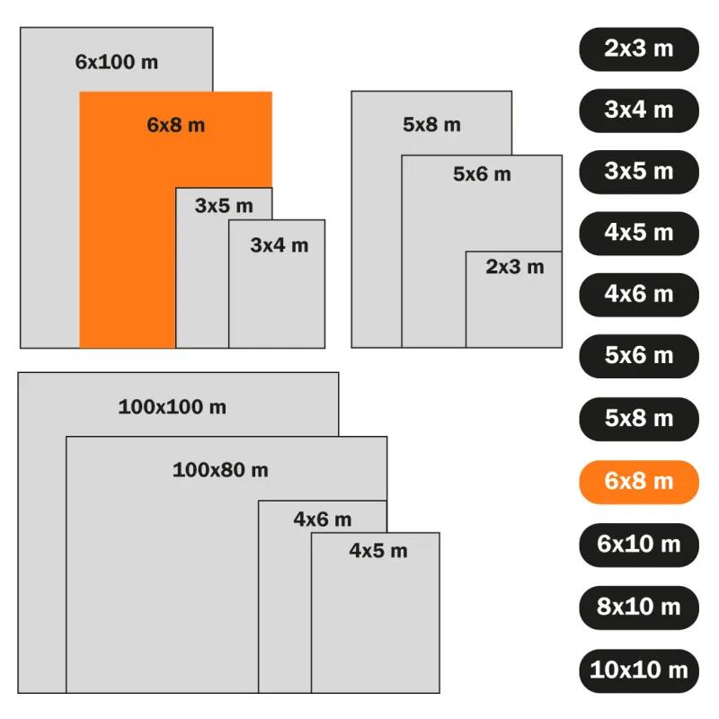Тент тарпаулиновый Polax 6 x 8м, 45 г/м², с люверсами, двусторонняя ламинация (70-102) - 254192