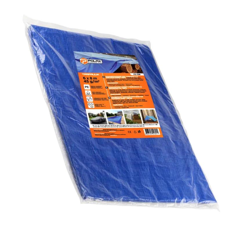 Тент тарпаулиновый Polax 6 x 8м, 45 г/м², с люверсами, двусторонняя ламинация (70-102) - 254193