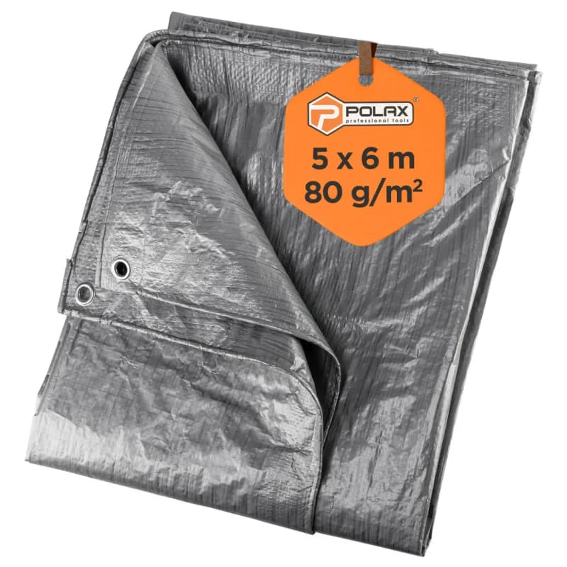 Тент тарпаулиновый Polax 5 × 6 м, 80 г/м², с люверсами, двусторонняя ламинация (70-111) - 667859836