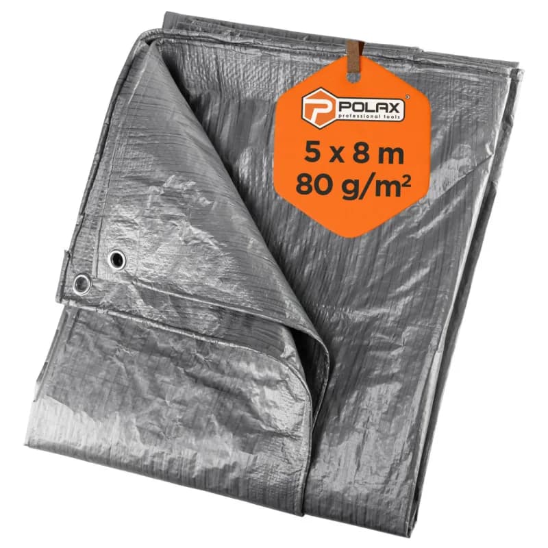 Тент тарпаулиновый Polax 5 × 8 м, 80 г/м², с люверсами, двусторонняя ламинация (70-112) - 751636759