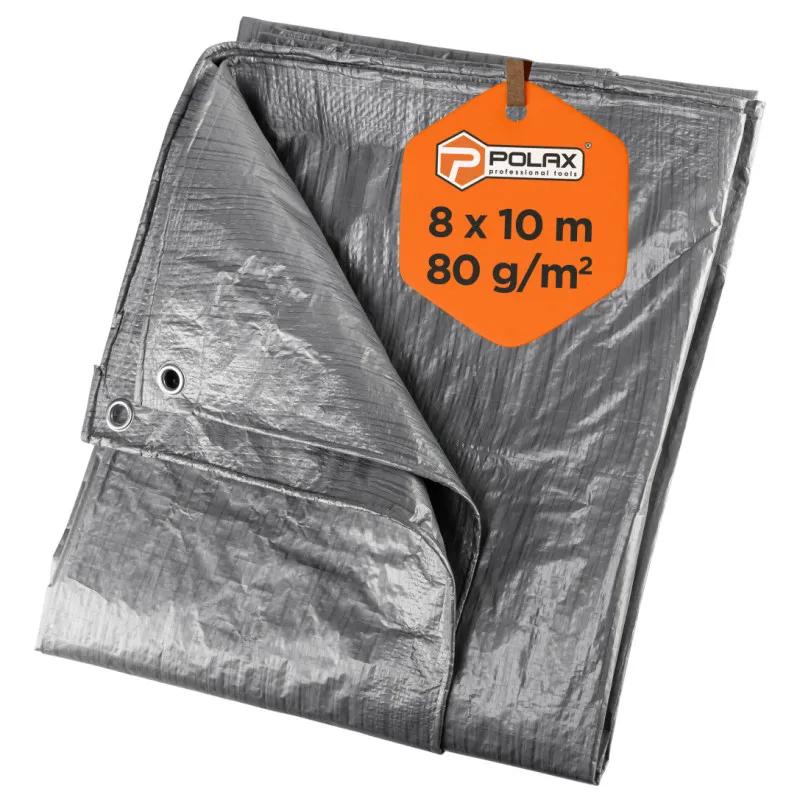Тент тарпаулиновый Polax 8 × 10 м, 80 г/м², с люверсами, двусторонняя ламинация (70-115) - 254294