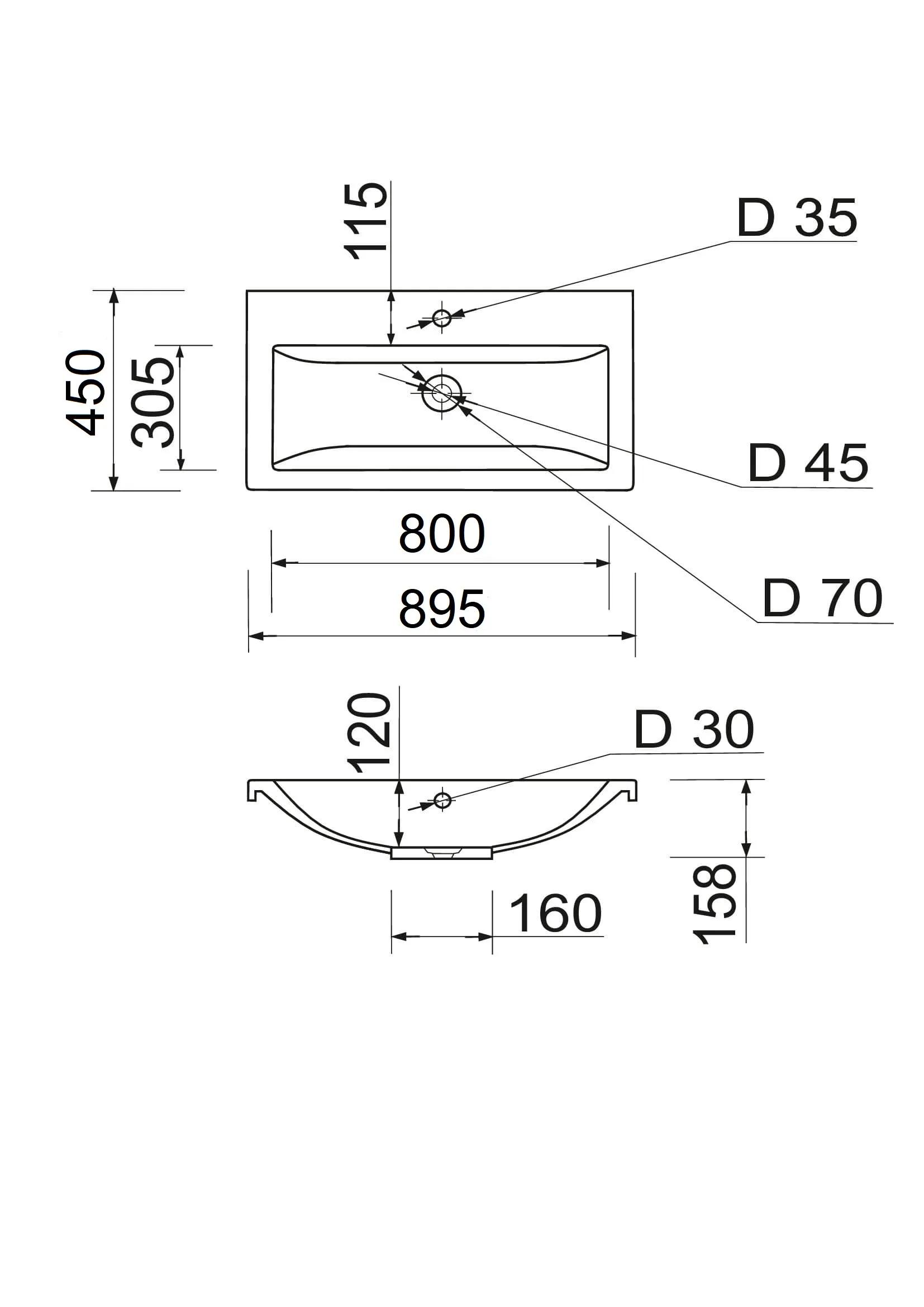Умивальник Adamant Cers White 80 - 255980