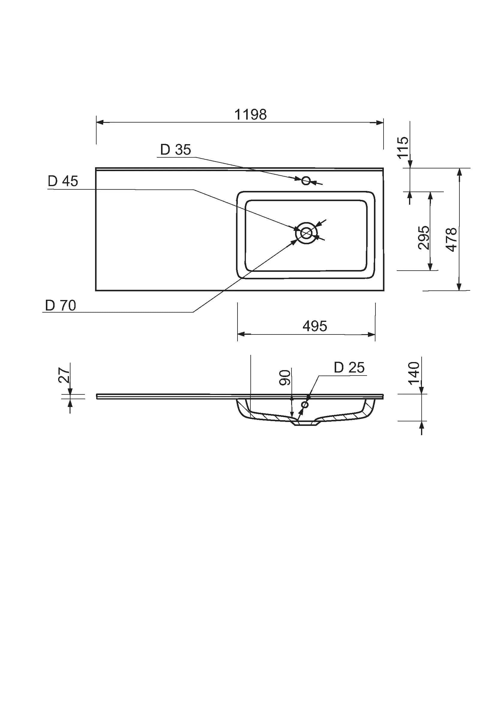Умывальник Adamant Flat White 120 R - 439157602