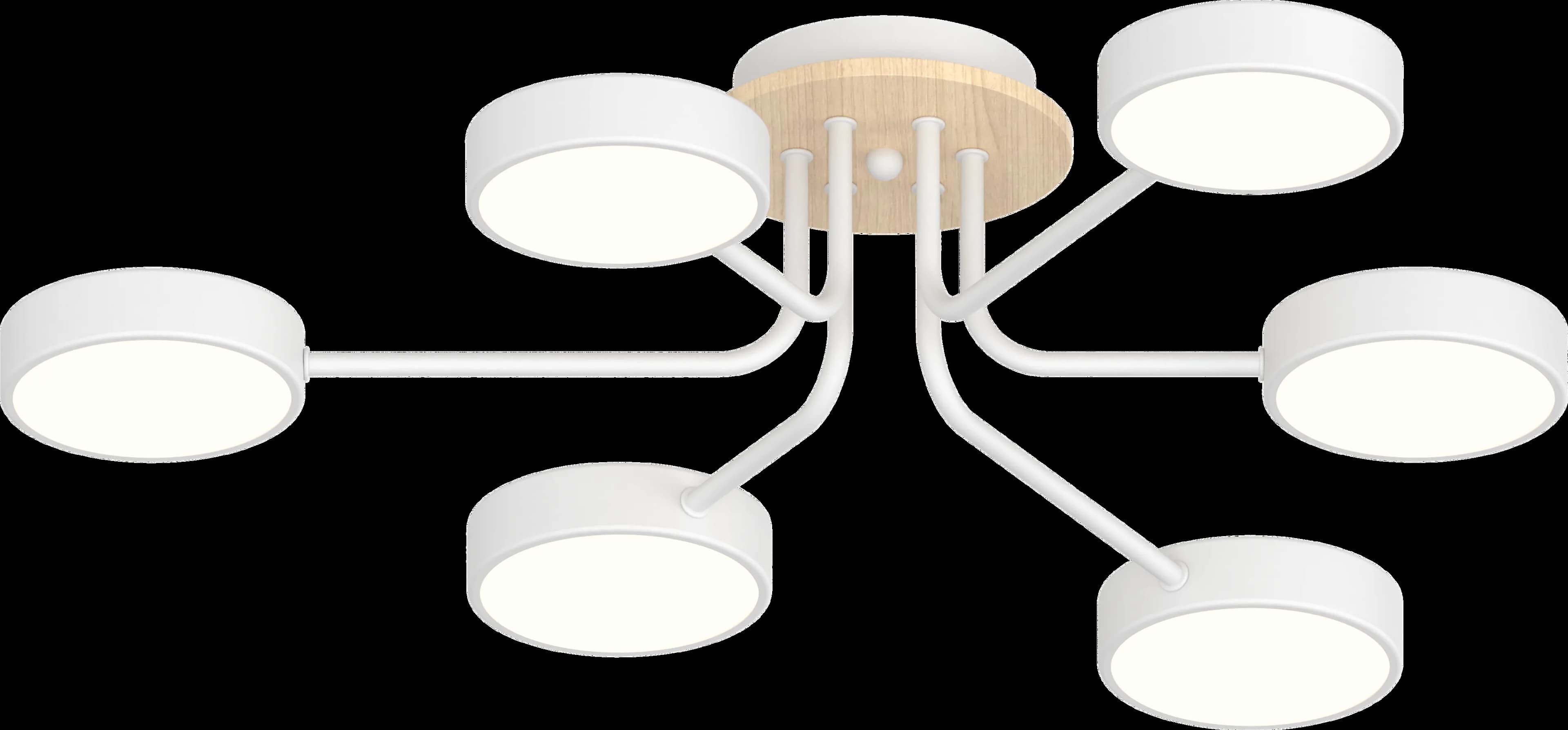 Люстра LED VALESO XI3333-6, белый + дерево, 72 Вт, 3000–6000 К - 936149749