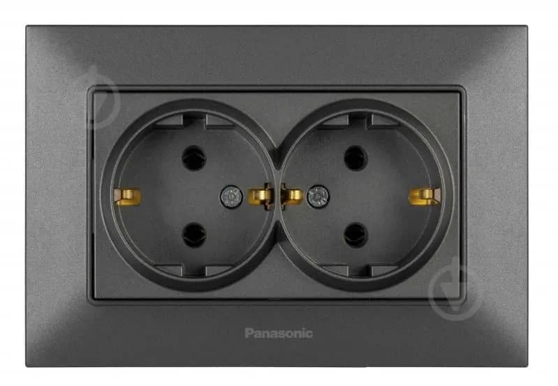 Розетка 2-на з з/к Panasonic Arkedia Slim, димч. - 259367