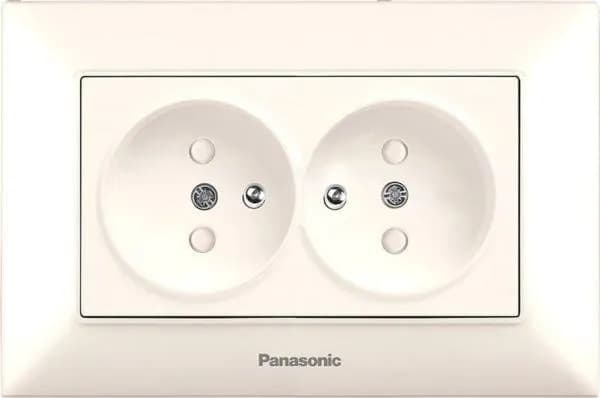 Розетка Panasonic Arkedia Slim 2-на з з/к, з шторками, крем - 941808559