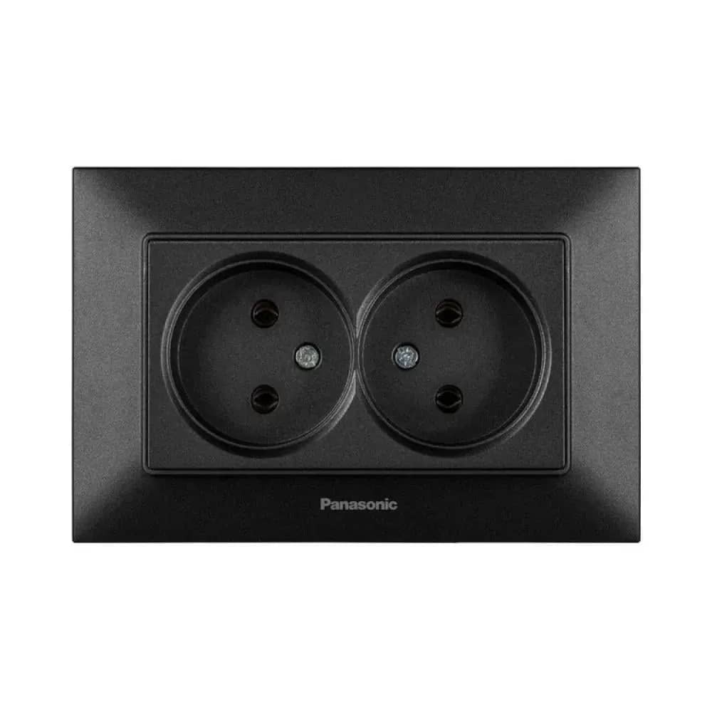 Розетка Panasonic Arkedia Slim 2-на, чорн. - 089086143